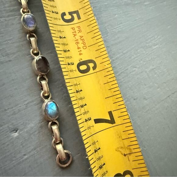 Sterling Silver Moonstone Laborite Bracelet - Picture 7 of 7